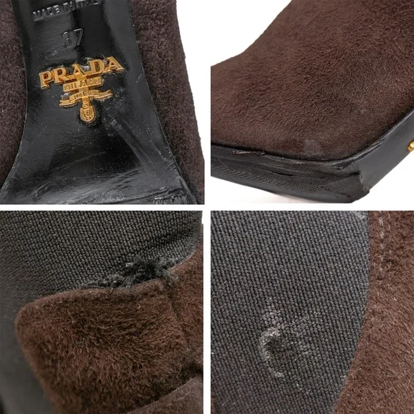Prada Women's Brown Suede Stiletto Ankle Boots – Size EU 37 (US 6.5 – 7) - Picture 10 of 10